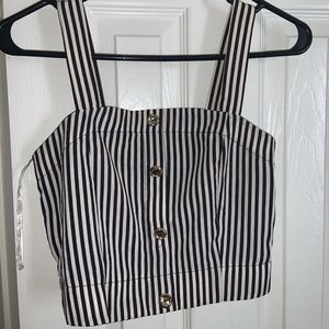 Black and white striped crop too
